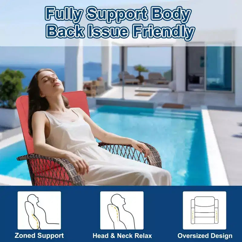 3-Piece Swivel Rocking Patio Chairs Set, Wicker Patio Bistro Set, 2 Glider Chairs & Side Table, Thickened Cushions, for Porch, Backyard, Garden