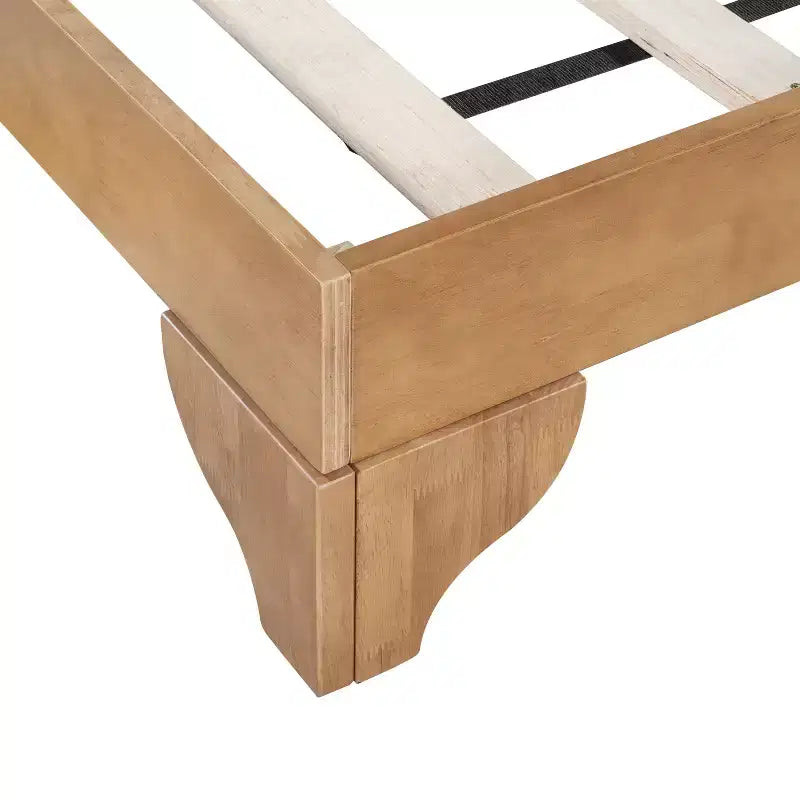 King/Queen Bed Frame with Headboard, Mid Century Modern Platform Bed, Premium Pine Wood Bed Frame - ModernLuxe