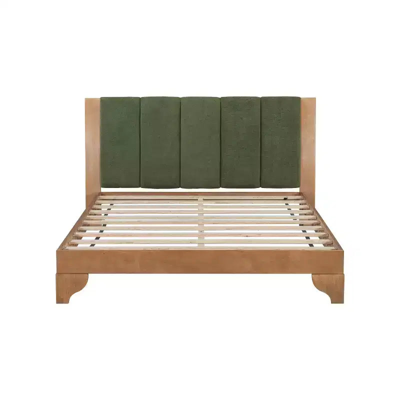 King/Queen Bed Frame with Headboard, Mid Century Modern Platform Bed, Premium Pine Wood Bed Frame - ModernLuxe