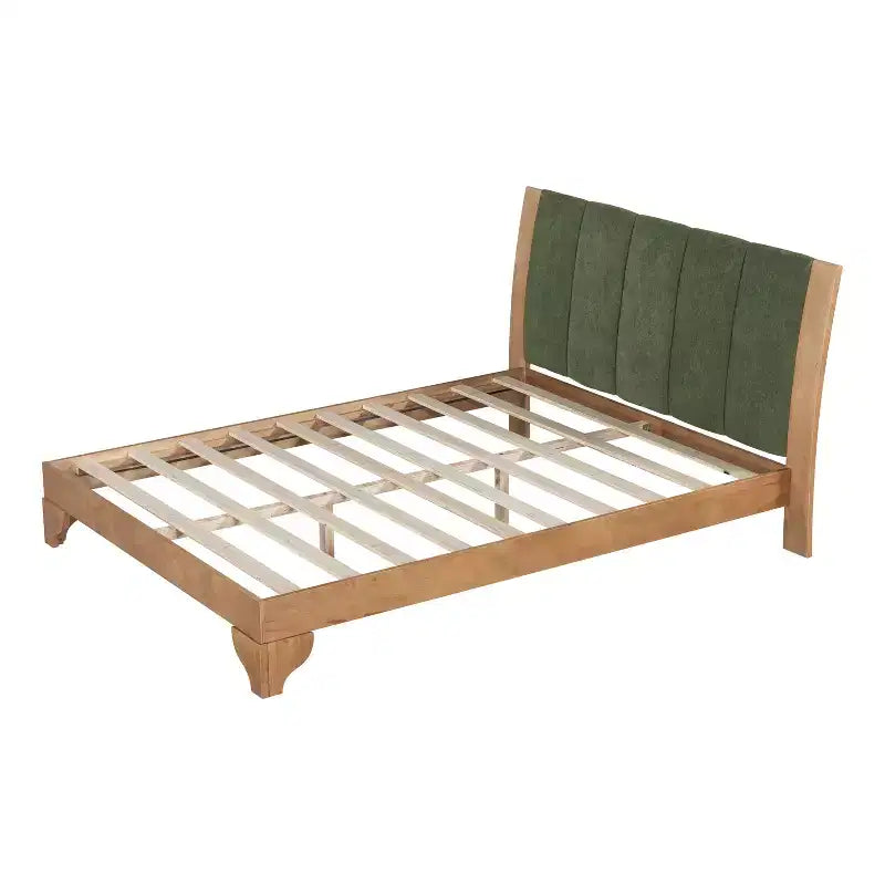 King/Queen Bed Frame with Headboard, Mid Century Modern Platform Bed, Premium Pine Wood Bed Frame - ModernLuxe