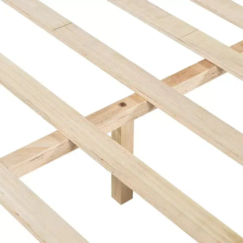 King/Queen Bed Frame with Headboard, Mid Century Modern Platform Bed, Premium Pine Wood Bed Frame - ModernLuxe