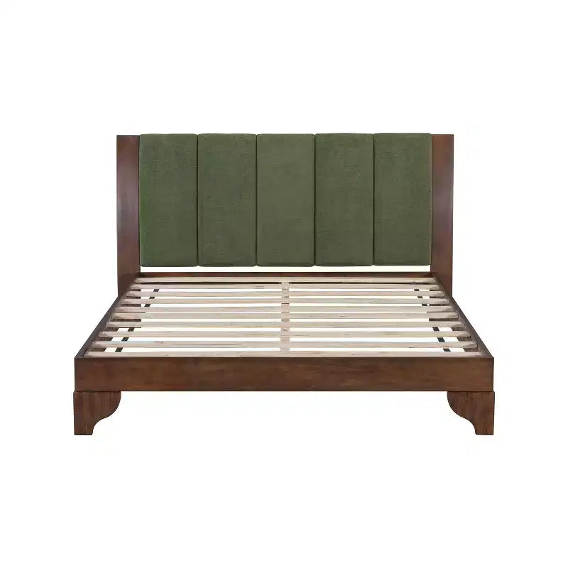King/Queen Bed Frame with Headboard, Mid Century Modern Platform Bed, Premium Pine Wood Bed Frame - ModernLuxe