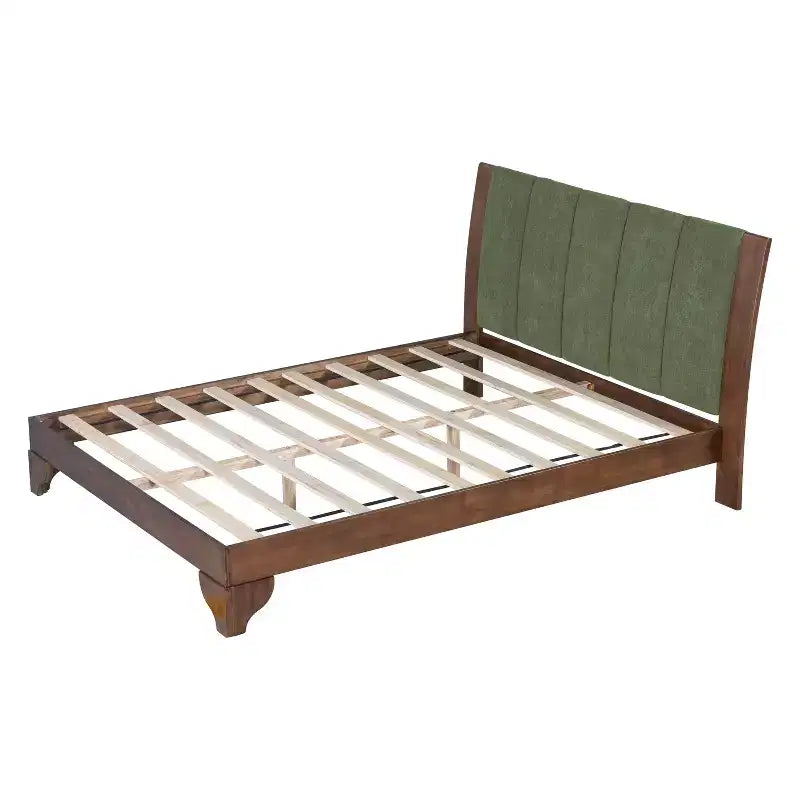 King/Queen Bed Frame with Headboard, Mid Century Modern Platform Bed, Premium Pine Wood Bed Frame - ModernLuxe
