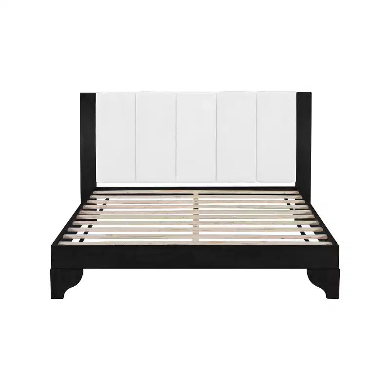 King/Queen Bed Frame with Headboard, Mid Century Modern Platform Bed, Premium Pine Wood Bed Frame - ModernLuxe