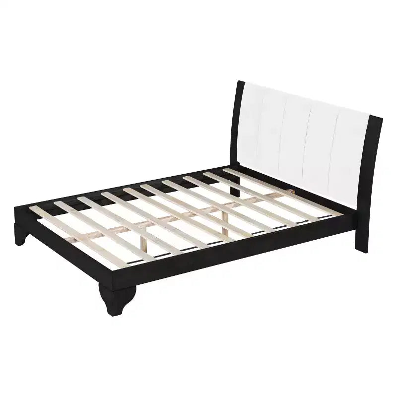 King/Queen Bed Frame with Headboard, Mid Century Modern Platform Bed, Premium Pine Wood Bed Frame - ModernLuxe