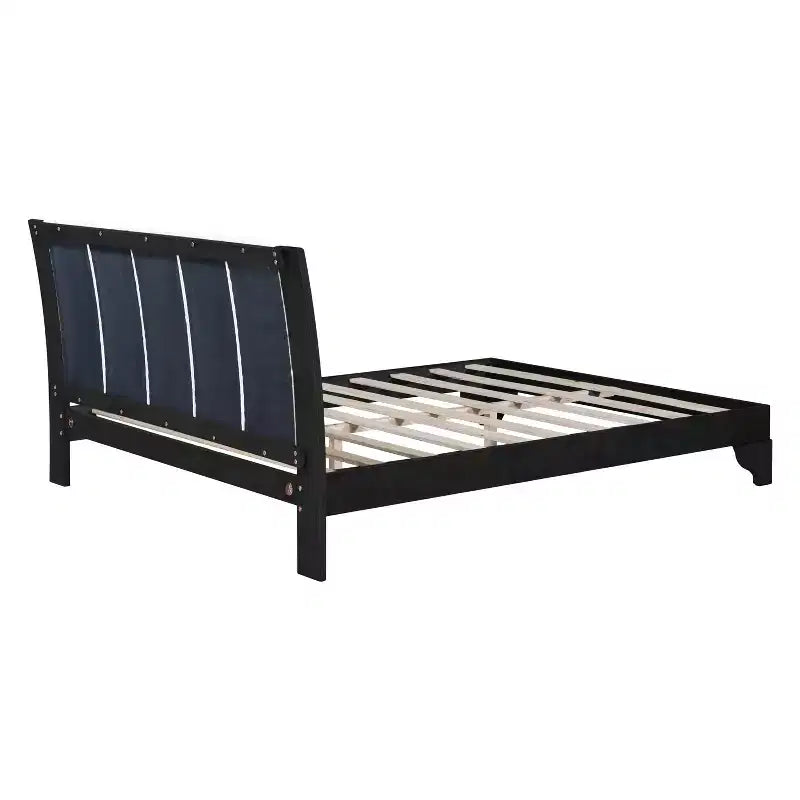 King/Queen Bed Frame with Headboard, Mid Century Modern Platform Bed, Premium Pine Wood Bed Frame - ModernLuxe
