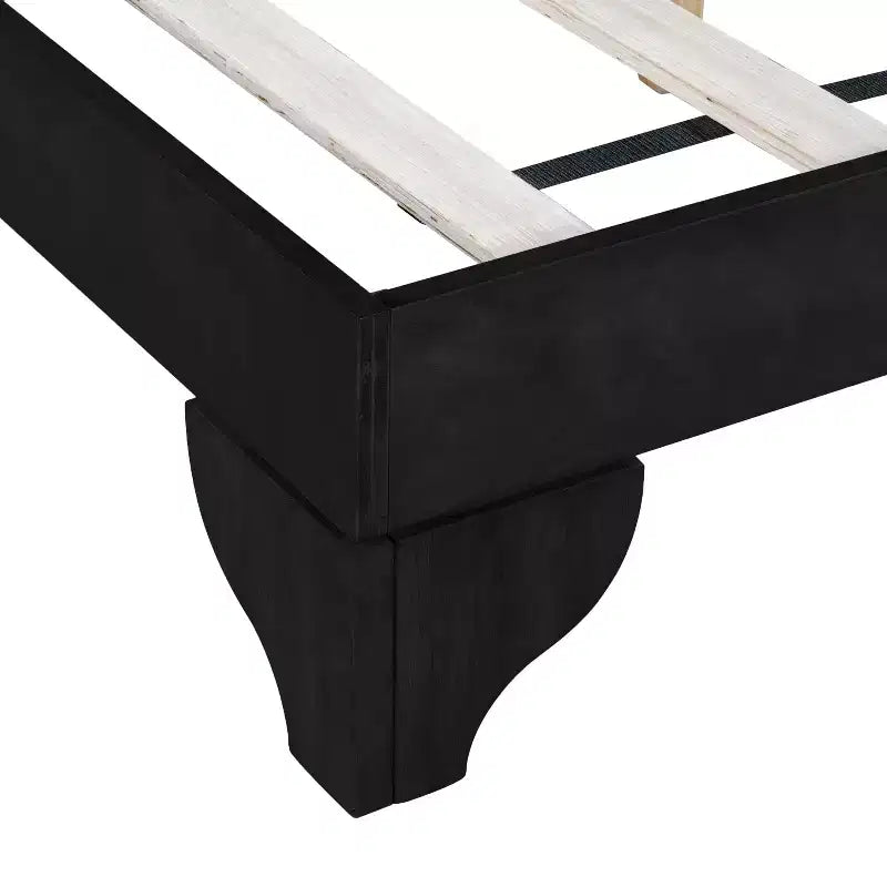 King/Queen Bed Frame with Headboard, Mid Century Modern Platform Bed, Premium Pine Wood Bed Frame - ModernLuxe