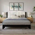 King/Queen Bed Frame with Headboard, Mid Century Modern Platform Bed, Premium Pine Wood Bed Frame - ModernLuxe