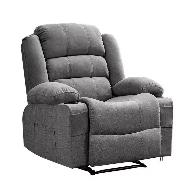 COZONY Wide Rocker Recliner Chair for Adults, Manual Oversized Lounge Chair with Armrest, Backrest, 2 Cup Holders & Side Pocket for Living Room