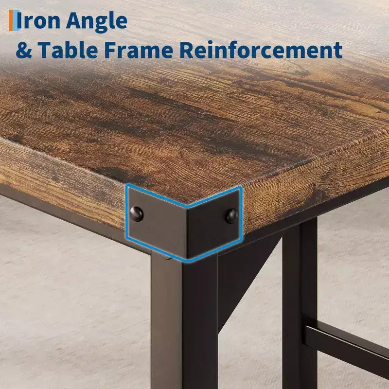Dining Table Set for 4, 5-Piece Kitchen Table Set, Footrest, Corner Protector, Counter Height Table, 2 Upholstered Bar Stools, for Kitchen