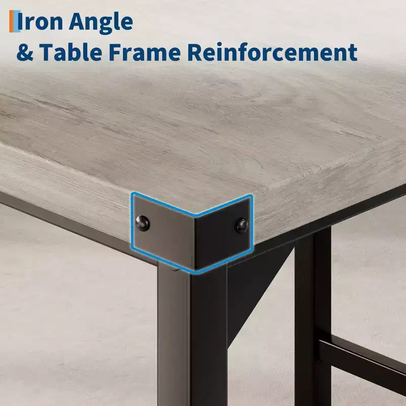 Dining Table Set for 4, 5-Piece Kitchen Table Set, Footrest, Corner Protector, Counter Height Table, 2 Upholstered Bar Stools, for Kitchen