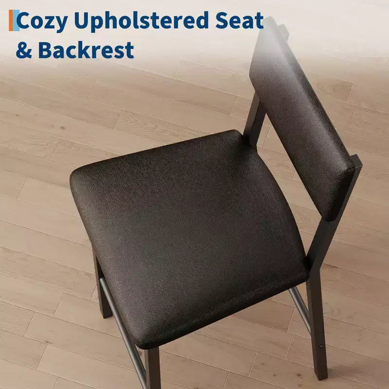 Dining Table Set for 4, 5-Piece Kitchen Table Set, Footrest, Corner Protector, Counter Height Table, 2 Upholstered Bar Stools, for Kitchen