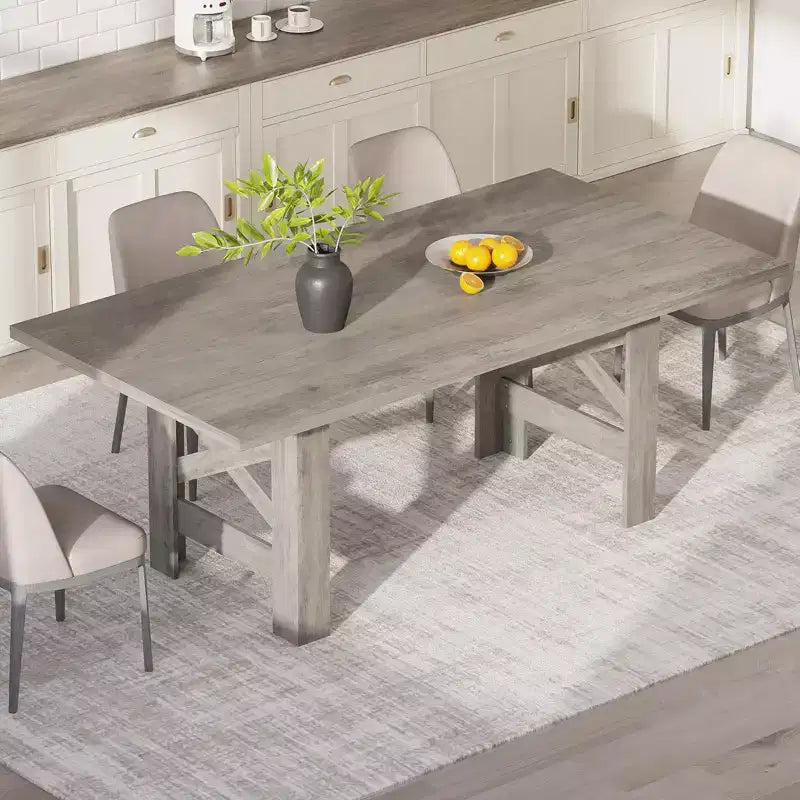 Long Wooden Kitchen Table, Dining Table for 6-8, Farmhouse Large Dining Room Table for Dining,