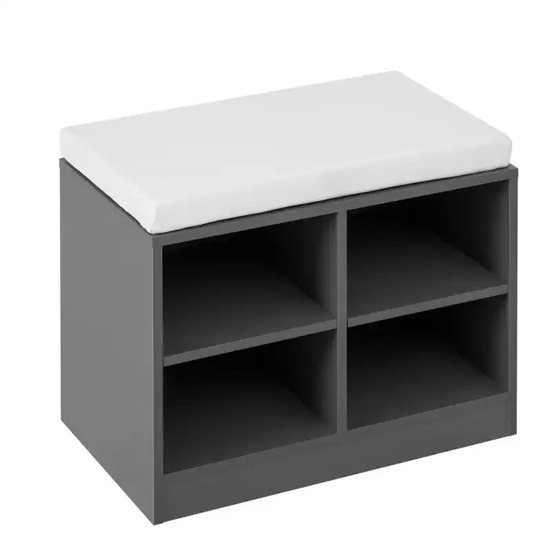 Entryway Storage Cabinet with Shoe Bench, 2-Door Sideboard with Adjustable Shelves, Hooks & Removable Cushion - ModernLuxe