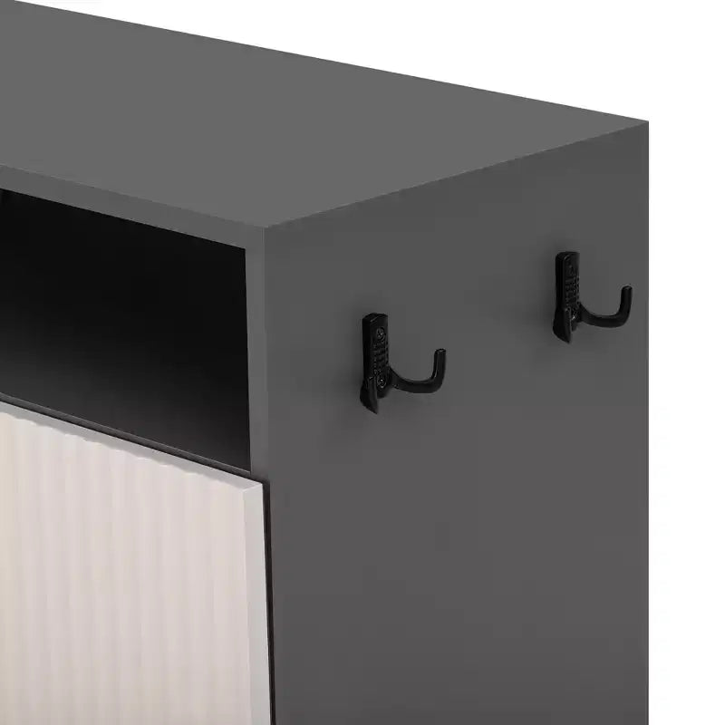 Entryway Storage Cabinet with Shoe Bench, 2-Door Sideboard with Adjustable Shelves, Hooks & Removable Cushion - ModernLuxe