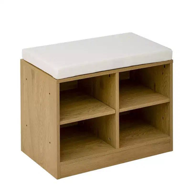 Entryway Storage Cabinet with Shoe Bench, 2-Door Sideboard with Adjustable Shelves, Hooks & Removable Cushion - ModernLuxe