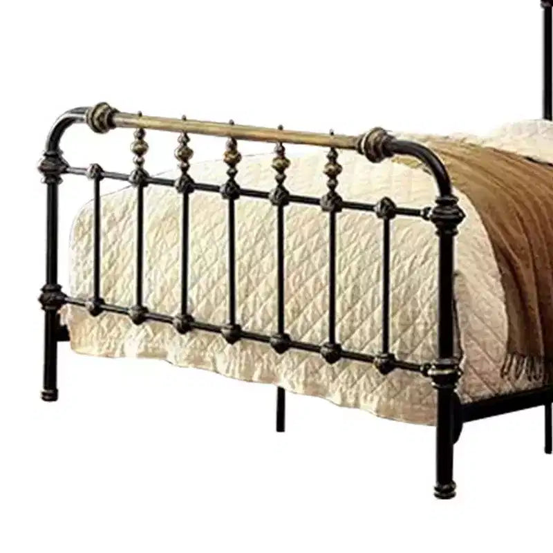 Royal Hampton Metal Twin Bed with gold accents, Black