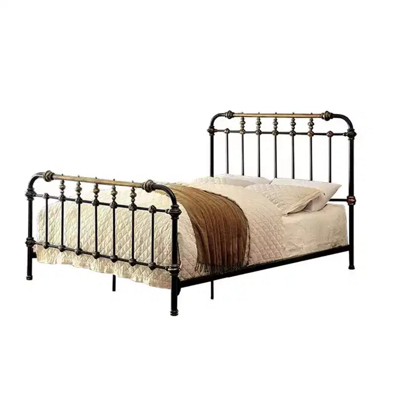 Royal Hampton Metal Twin Bed with gold accents, Black
