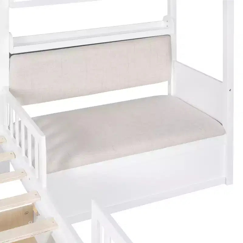 Bellemave Twin Size House Bed with Sofa, Kids Platform Bed with Two Drawers and Storage Shelf, White