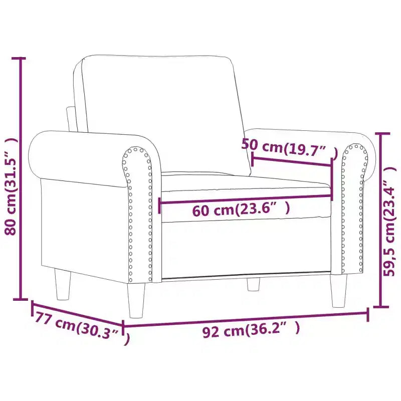 vidaXL Sofa Chair Accent Upholstered Club Armchair for Living Room Velvet
