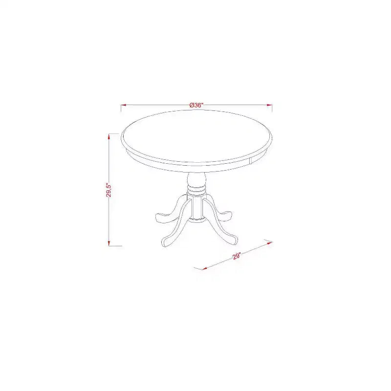 Round Dining Table Set 36 Inch - 3Pc Table & Chairs - Linen White Legs - Dark Shitake Fabric