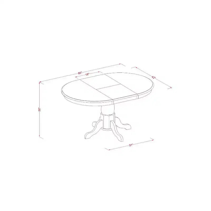 5 Piece Dinette Set - Oval Table & 4 Chairs - Saddle Brown Dining Room Set