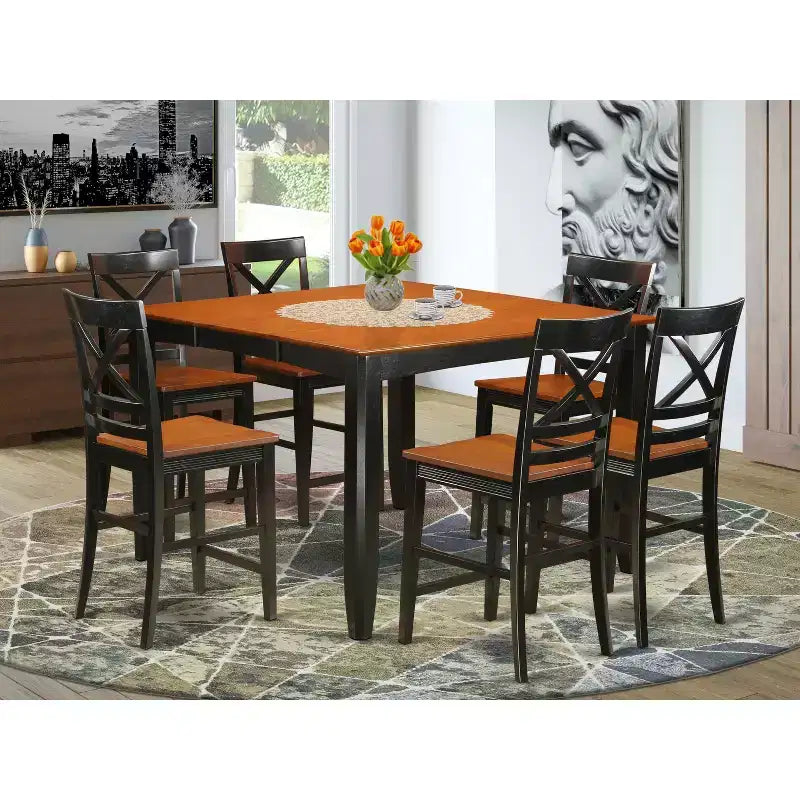 Counter Height Dining Set - 9 Piece Table & Chair Set - Modern Bar Height Furniture