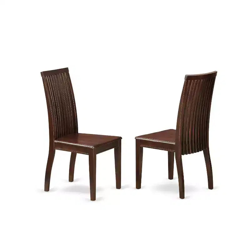 HomeStock 5-Piece Round Mahogany Finish Solid Wood Top Dining table with 4-Chairs