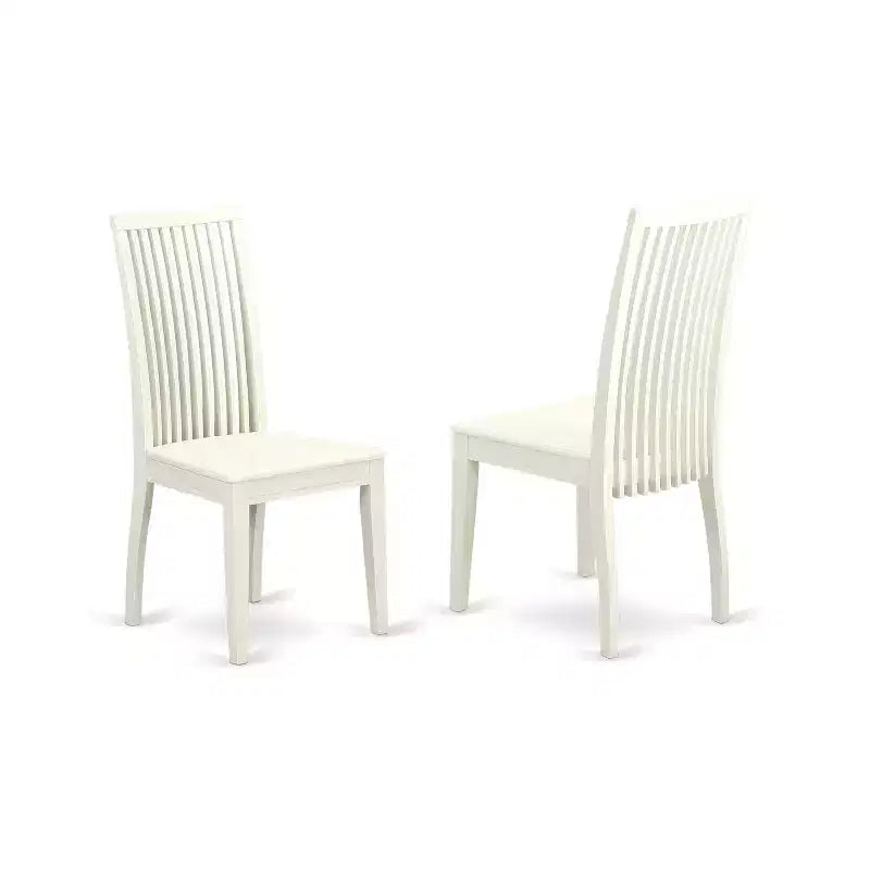 HomeStock 5-Pc Linen White Finish Solid Wood Top - Dining Room Set - Seats 4