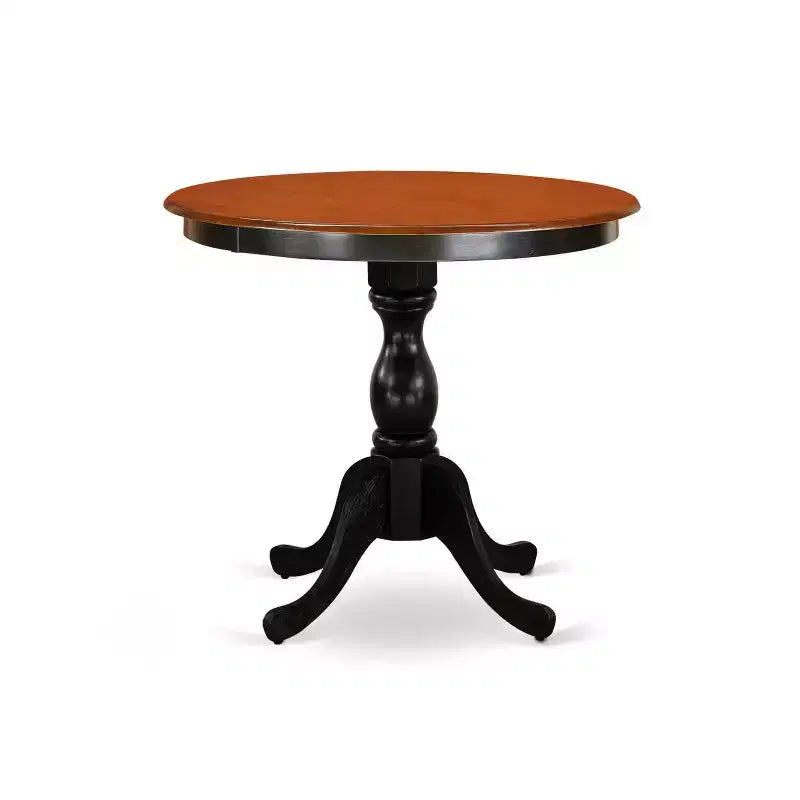 3-Piece Black and Cherry Finish Solid Wood Top - Button Tufted Dining Room Set - Seats 4