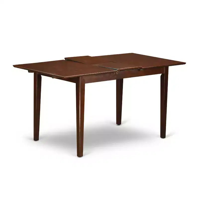 HomeStock 3-Pc Mahogany Finish Rectangular Solid Wood Top with Butterfly Leaf Dining Table Set