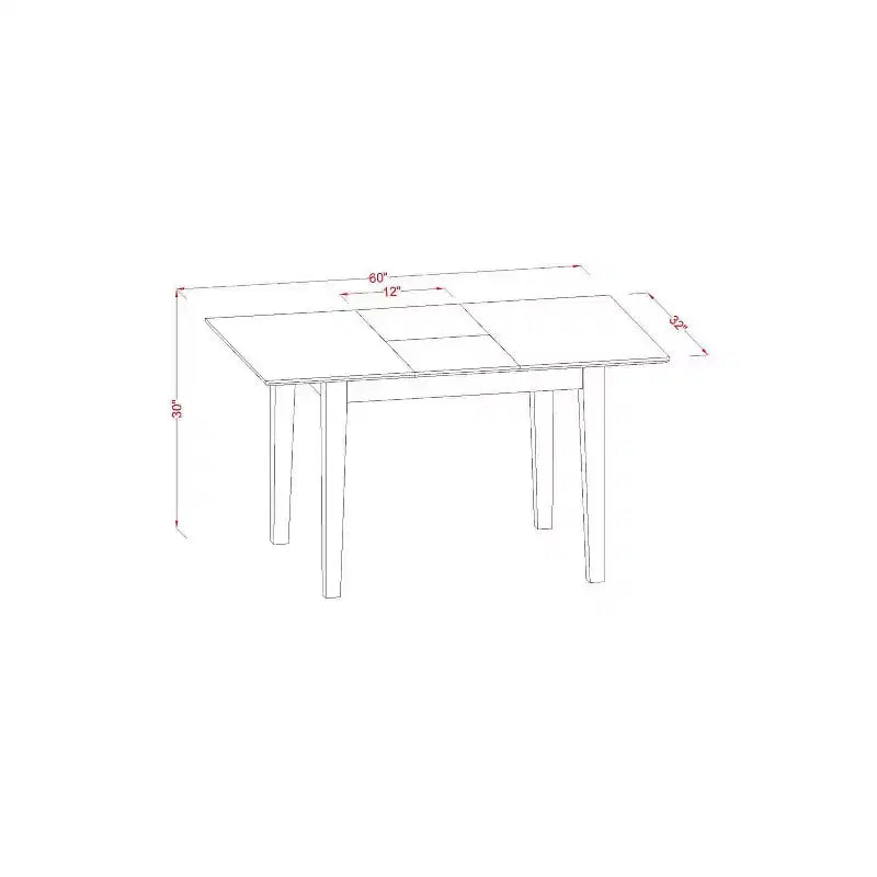 HomeStock 3-Pc Mahogany Finish Rectangular Solid Wood Top with Butterfly Leaf Dining Table Set