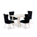 5-Piece Linen White Finish Solid Wood Top - Rectangular Dining Room Set - (Seats-4)