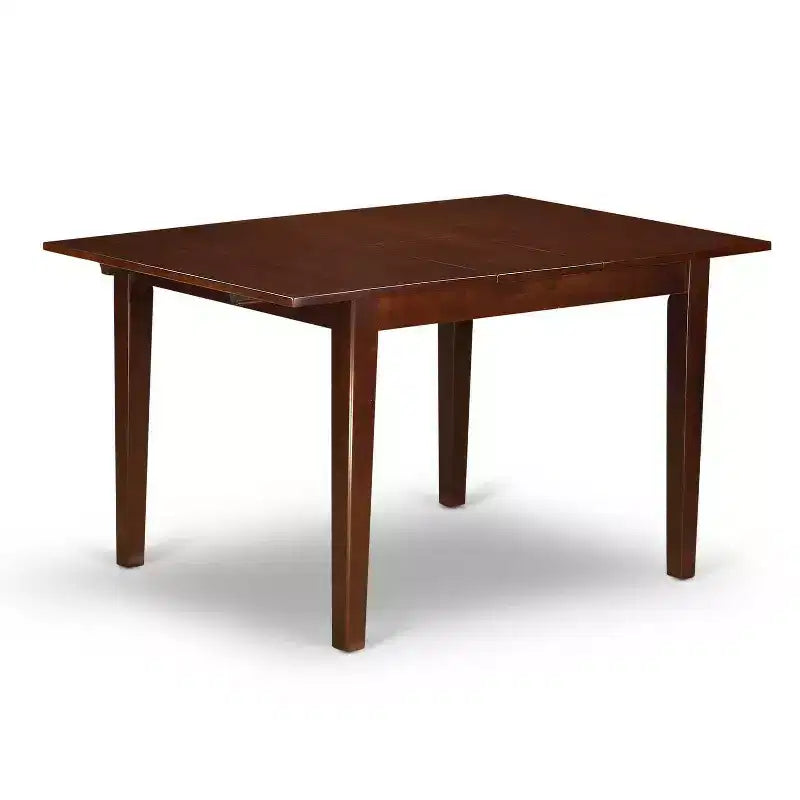 HomeStock 5-Pc Mahogany Finish Solid Wood Top-Rectangular Dining Room Set with Leaf-Seats 4
