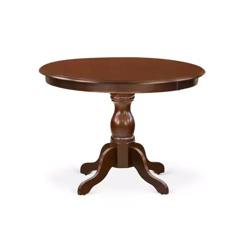 HomeStock 5-Piece Mahogany Finish Solid Wood Top Dining table with 4 Chairs with Slat Back