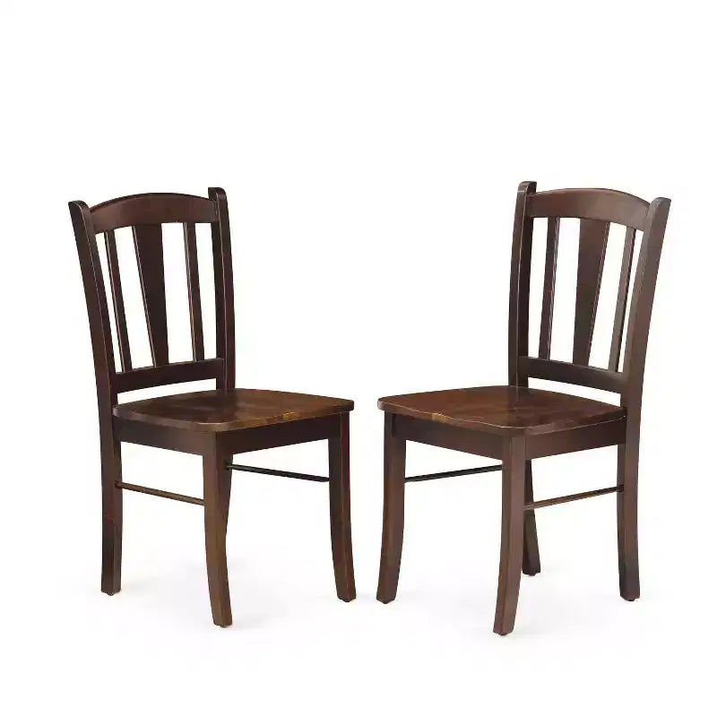 HomeStock 5-Piece Mahogany Finish Solid Wood Top Dining table with 4 Chairs with Slat Back