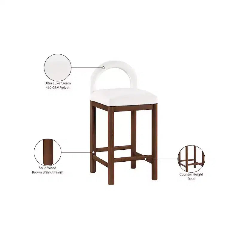 Meridian Furniture,Conrad Velvet Counter Stool