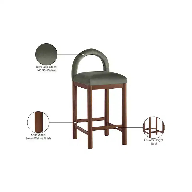 Meridian Furniture,Conrad Velvet Counter Stool