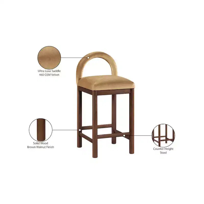 Meridian Furniture,Conrad Velvet Counter Stool