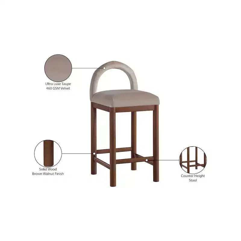 Meridian Furniture,Conrad Velvet Counter Stool