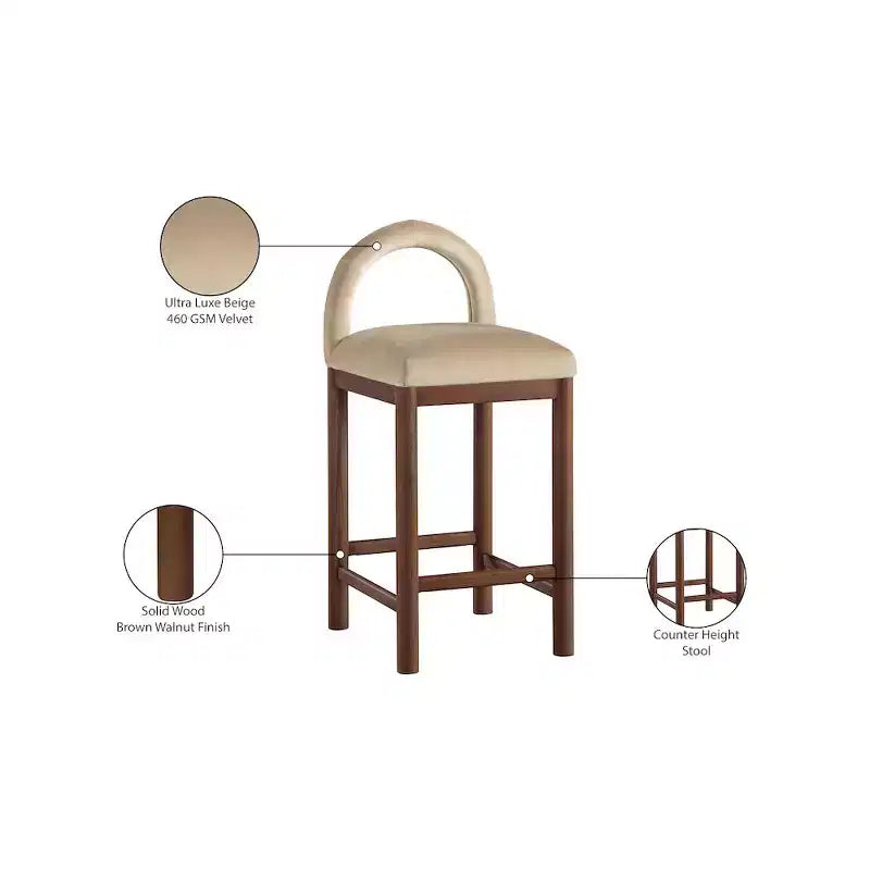 Meridian Furniture,Conrad Velvet Counter Stool