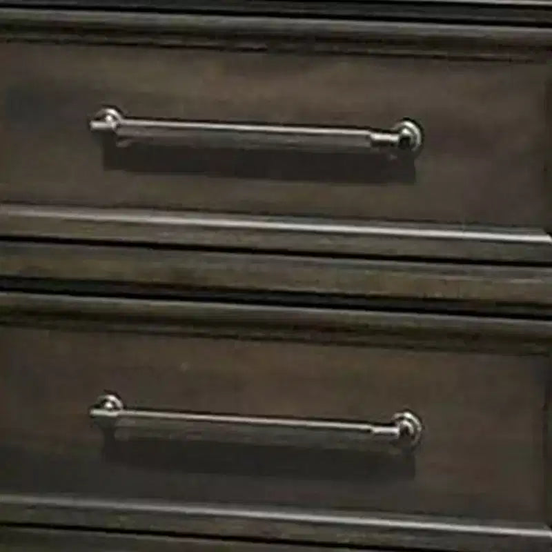 Royal Hampton 26 Inch Nightstand, 2 Drawers, Pewter Handles, Crown Mold, Wood, Gray