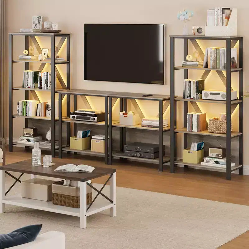 LED Bookshelf with Dimmable RGB Light Strip and Dreamy Ambient Lighting Minimalist yet multifunctional, perfect for home offices and living rooms