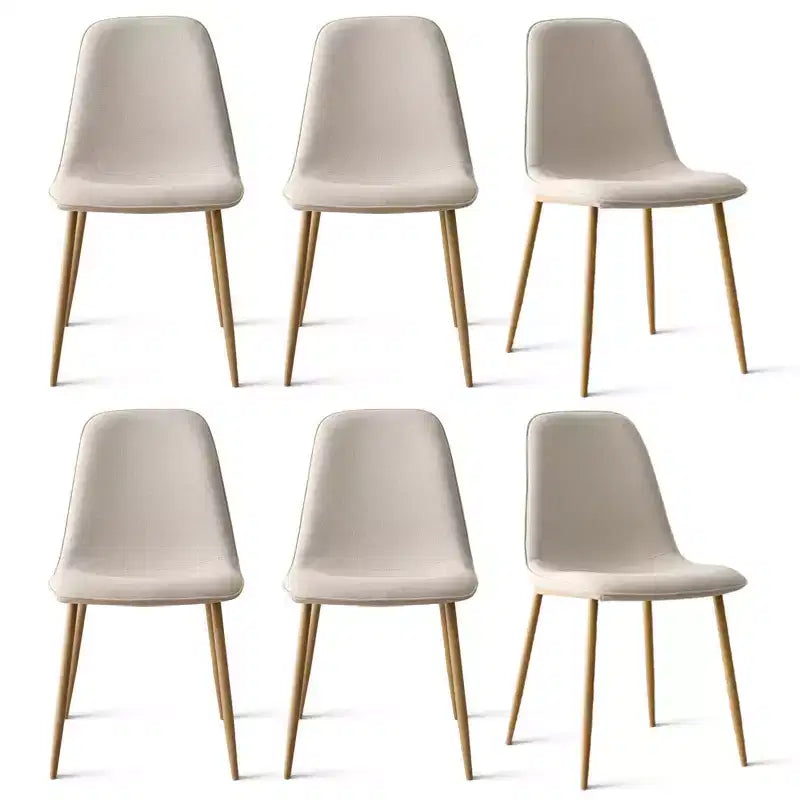 Modern Upholstered Dining Chairs Set of 6, Fabric Kitchen Chairs with Wood-Grain Metal Legs for Dining Room or Breakfast Nook - Panipeachy