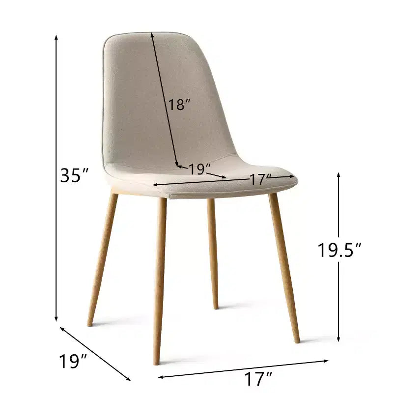 Modern Upholstered Dining Chairs Set of 6, Fabric Kitchen Chairs with Wood-Grain Metal Legs for Dining Room or Breakfast Nook - Panipeachy