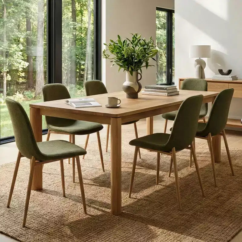 Modern Upholstered Dining Chairs Set of 6, Fabric Kitchen Chairs with Wood-Grain Metal Legs for Dining Room or Breakfast Nook - Panipeachy