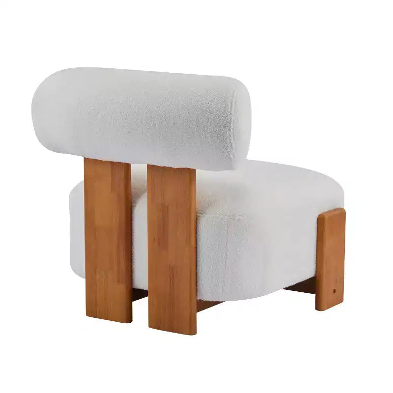 Okak Modern Boucle Armless Lounge Accent Chair with Rolled Backrest,Solid Wood Reading Chair for Living Room,Bedroom