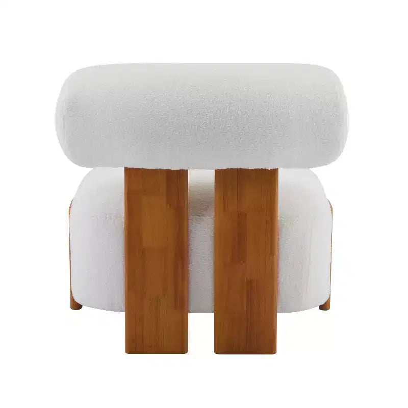 Okak Modern Boucle Armless Lounge Accent Chair with Rolled Backrest,Solid Wood Reading Chair for Living Room,Bedroom