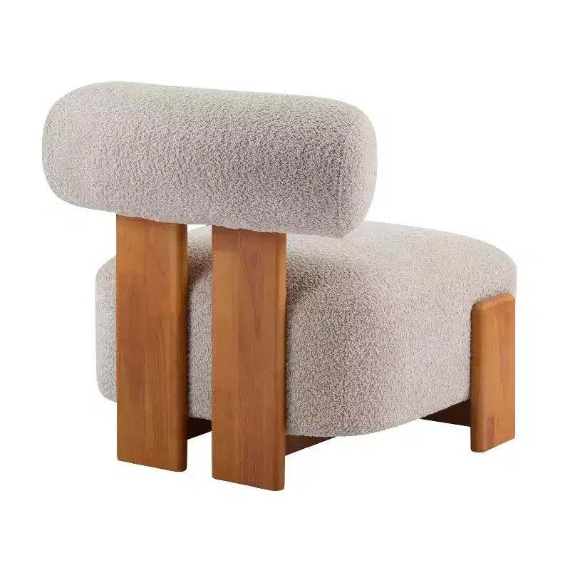 Okak Modern Boucle Armless Lounge Accent Chair with Rolled Backrest,Solid Wood Reading Chair for Living Room,Bedroom