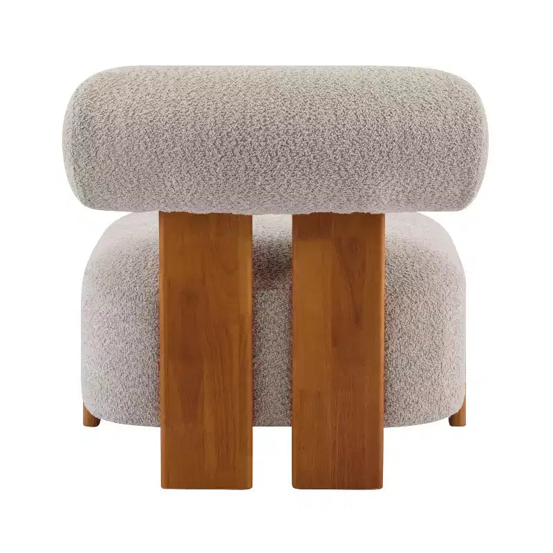 Okak Modern Boucle Armless Lounge Accent Chair with Rolled Backrest,Solid Wood Reading Chair for Living Room,Bedroom
